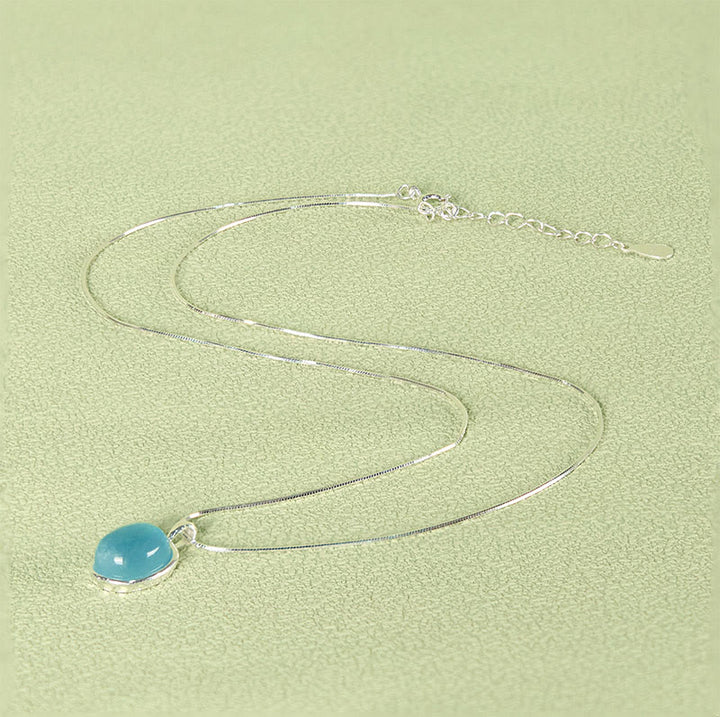 Collar con colgante de cadena de clavícula curativa con aguamarina y Buddha Stones en plata de ley 925