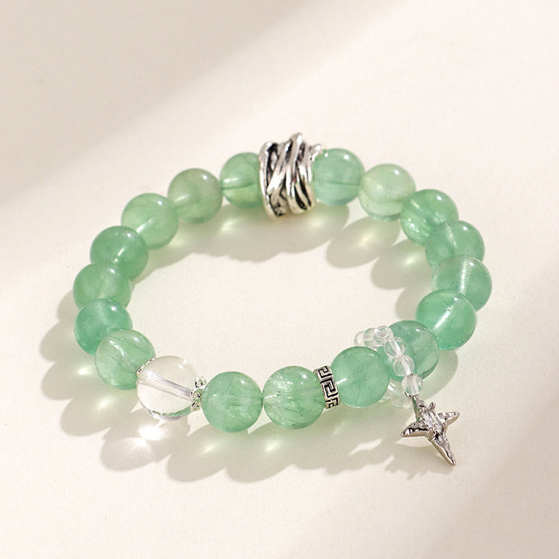 Pulsera de la Paz con Cuentas de Fluorita Verde de Buddha Stones y Luna y Estrella