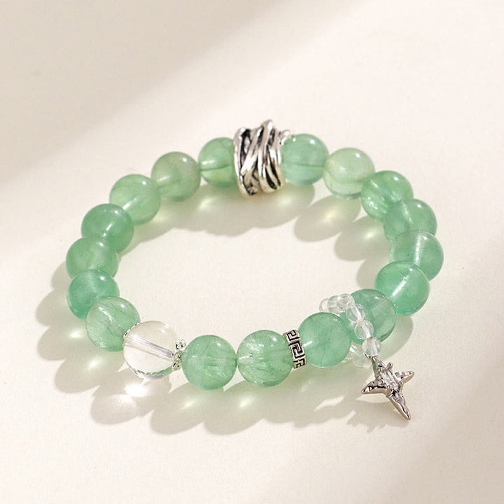 Pulsera de la Paz con Cuentas de Fluorita Verde de Buddha Stones y Luna y Estrella