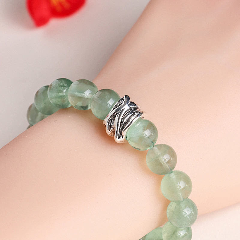 Pulsera de la Paz con Cuentas de Fluorita Verde de Buddha Stones y Luna y Estrella