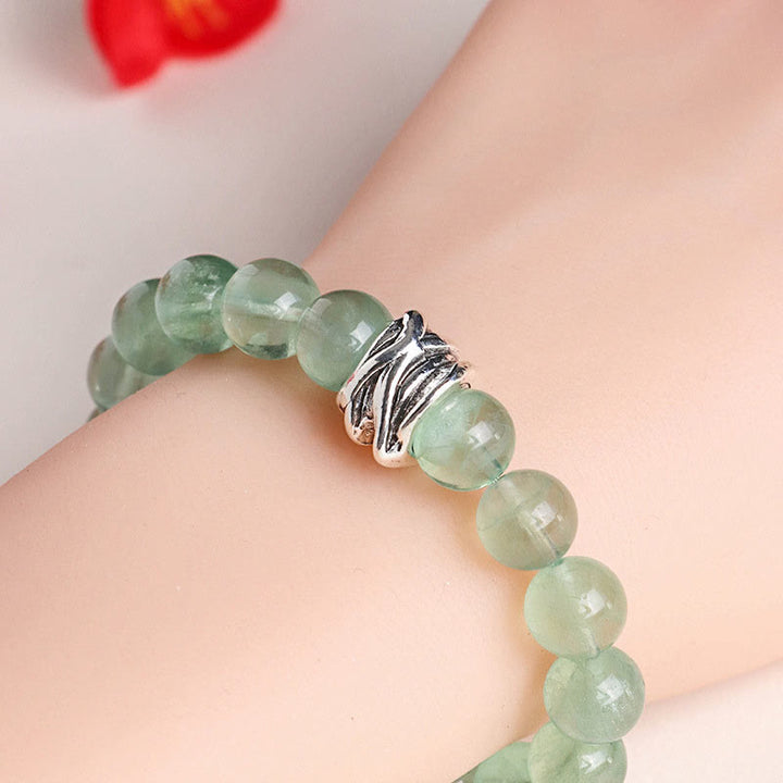 Pulsera de la Paz con Cuentas de Fluorita Verde de Buddha Stones y Luna y Estrella