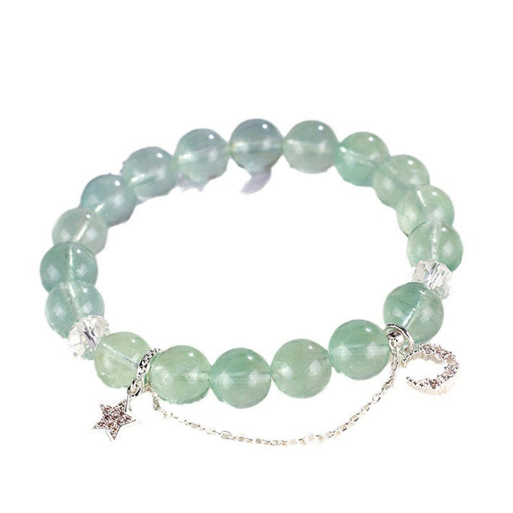 Pulsera de la Paz con Cuentas de Fluorita Verde de Buddha Stones y Luna y Estrella