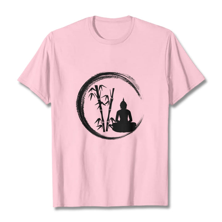 Camiseta con estatua de Buddha Stones Zen de Buda sentado y meditación de bambú - rosa claro - 2XL - image 12