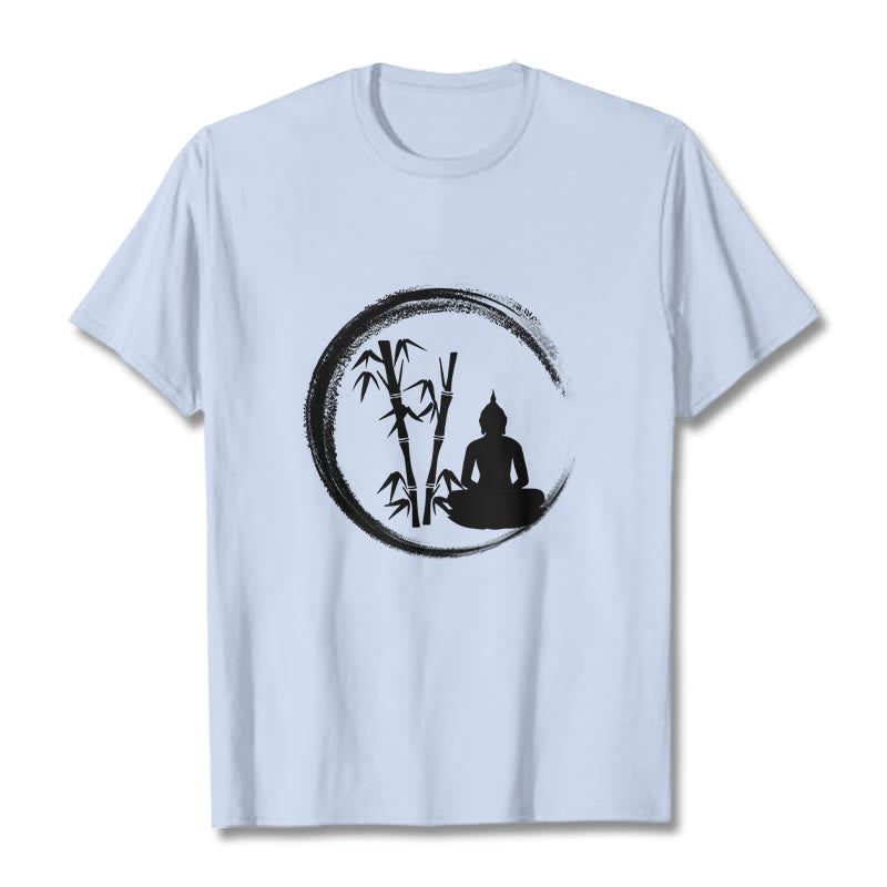 Camiseta con estatua de Buddha Stones Zen de Buda sentado y meditación de bambú - Cian claro - 2XL - image 19