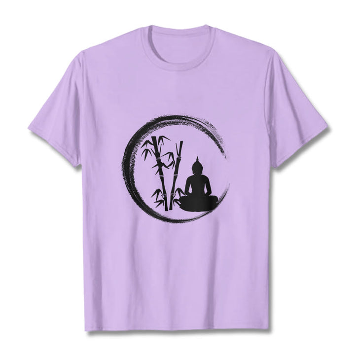 Camiseta con estatua de Buddha Stones Zen de Buda sentado y meditación de bambú - Ciruela - 2XL - image 17