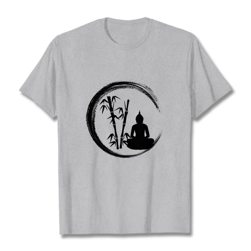 Camiseta con estatua de Buddha Stones Zen de Buda sentado y meditación de bambú - Gris claro - 2XL - image 20