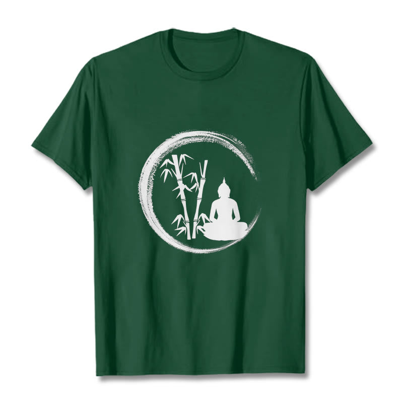 Camiseta con estatua de Buddha Stones Zen de Buda sentado y meditación de bambú - Verde bosque - 2XL - image 11
