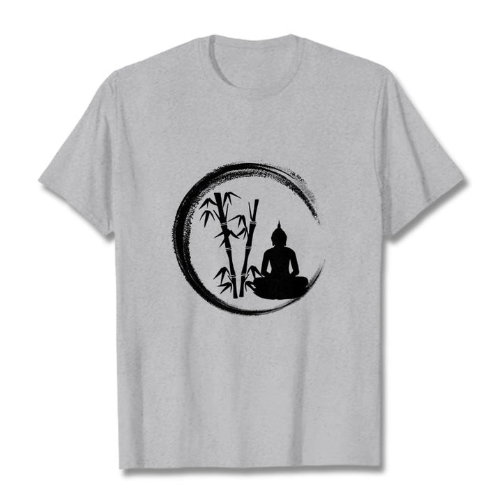 Camiseta con estatua de Buddha Stones Zen de Buda sentado y meditación de bambú - Gris claro - 2XL - image 19
