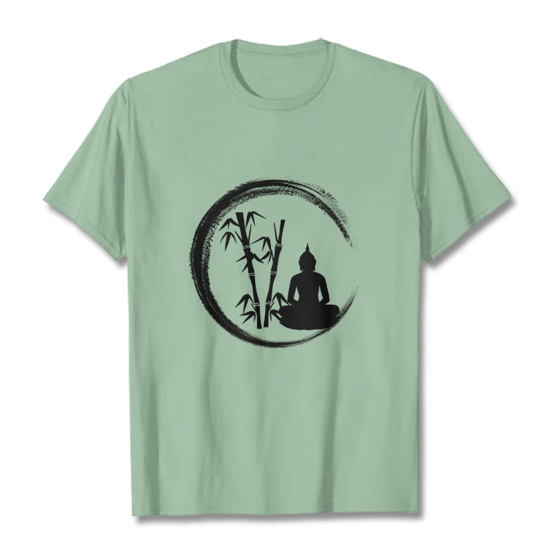 Camiseta con estatua de Buddha Stones Zen de Buda sentado y meditación de bambú - Verde pálido - 2XL - image 15