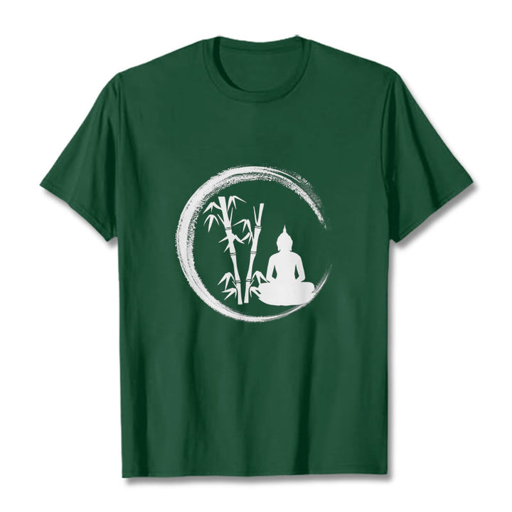 Camiseta con estatua de Buddha Stones Zen de Buda sentado y meditación de bambú - Verde bosque - 2XL - image 10