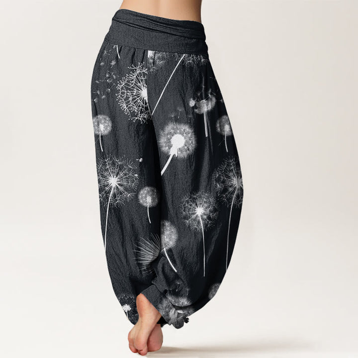 Pantalones harén con cintura elástica para mujer, con estampado de diente de león y Buddha Stones - image 1