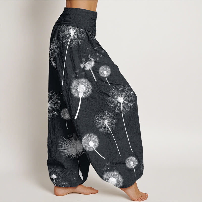 Pantalones harén con cintura elástica para mujer, con estampado de diente de león y Buddha Stones - image 3