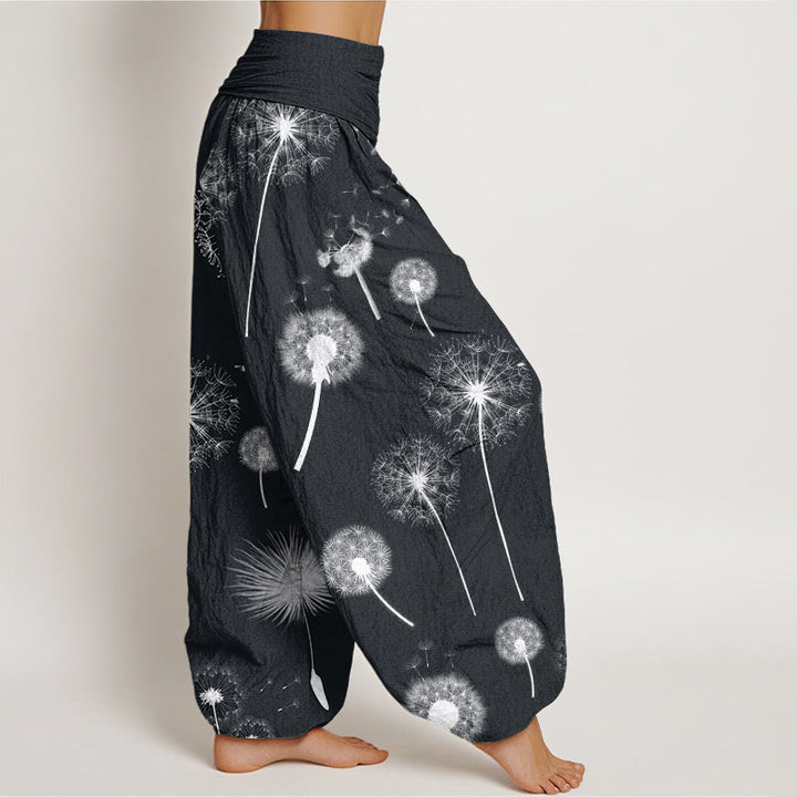 Pantalones harén con cintura elástica para mujer, con estampado de diente de león y Buddha Stones - image 3
