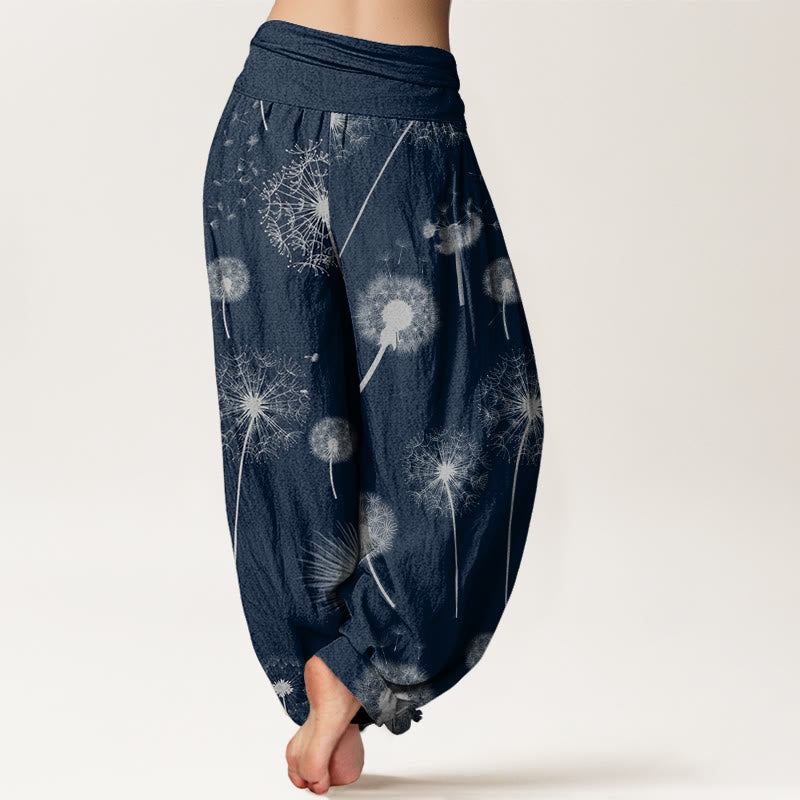 Pantalones harén con cintura elástica para mujer, con estampado de diente de león y Buddha Stones - image 6