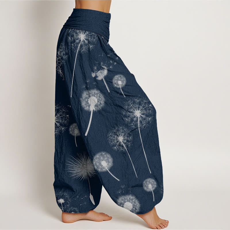 Pantalones harén con cintura elástica para mujer, con estampado de diente de león y Buddha Stones - image 6
