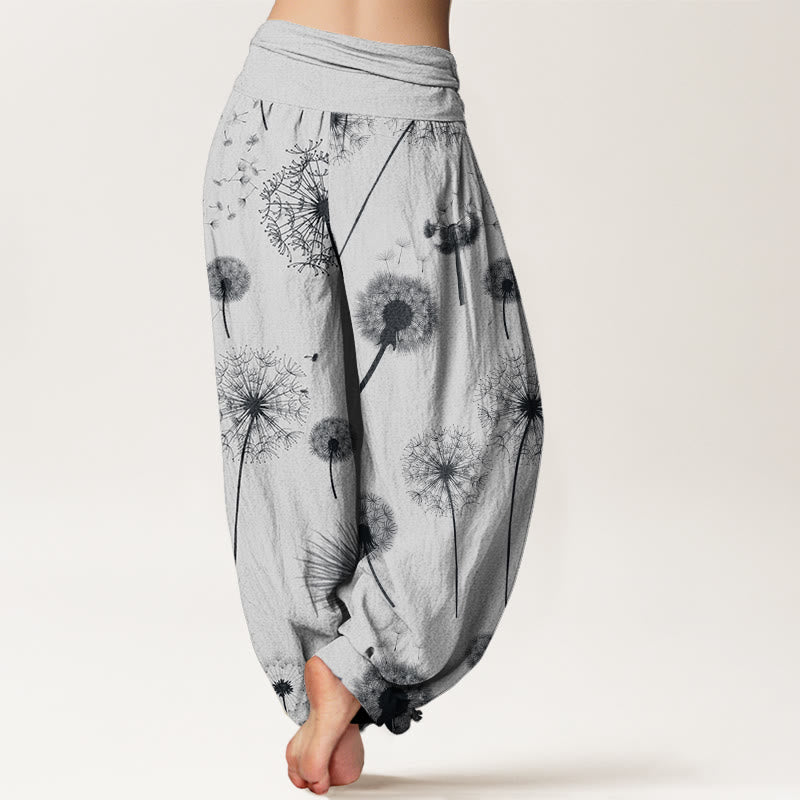 Pantalones harén con cintura elástica para mujer, con estampado de diente de león y Buddha Stones - image 9