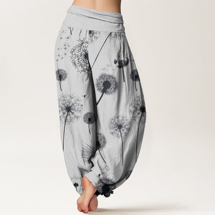 Pantalones harén con cintura elástica para mujer, con estampado de diente de león y Buddha Stones - image 9