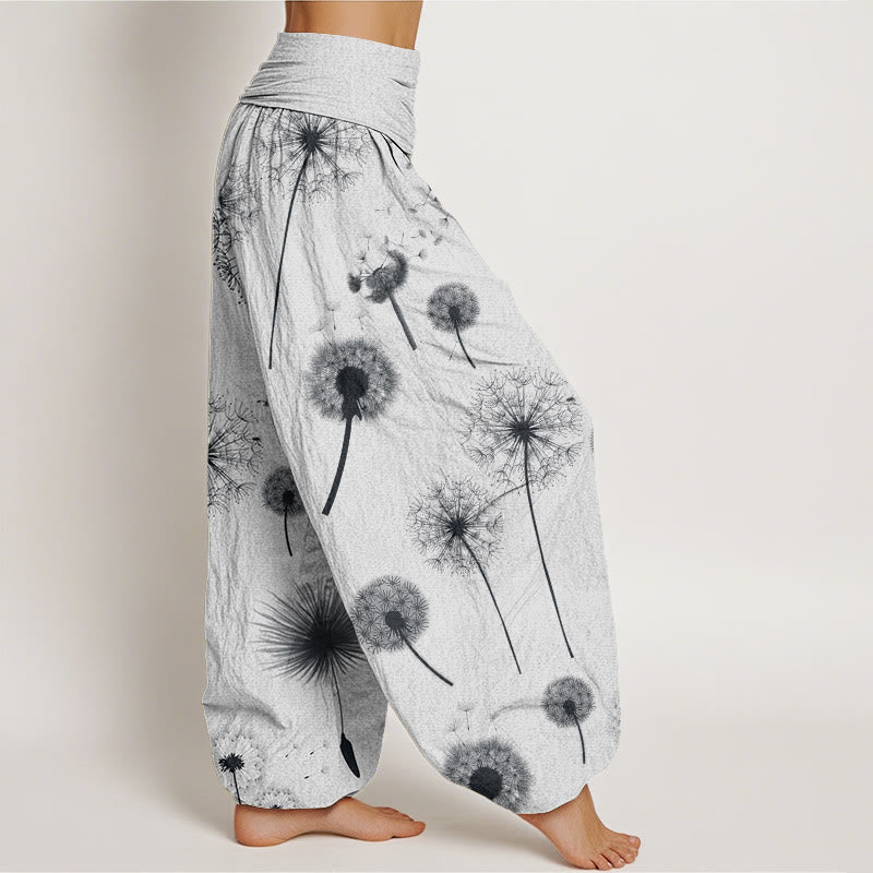 Pantalones harén con cintura elástica para mujer, con estampado de diente de león y Buddha Stones - image 9