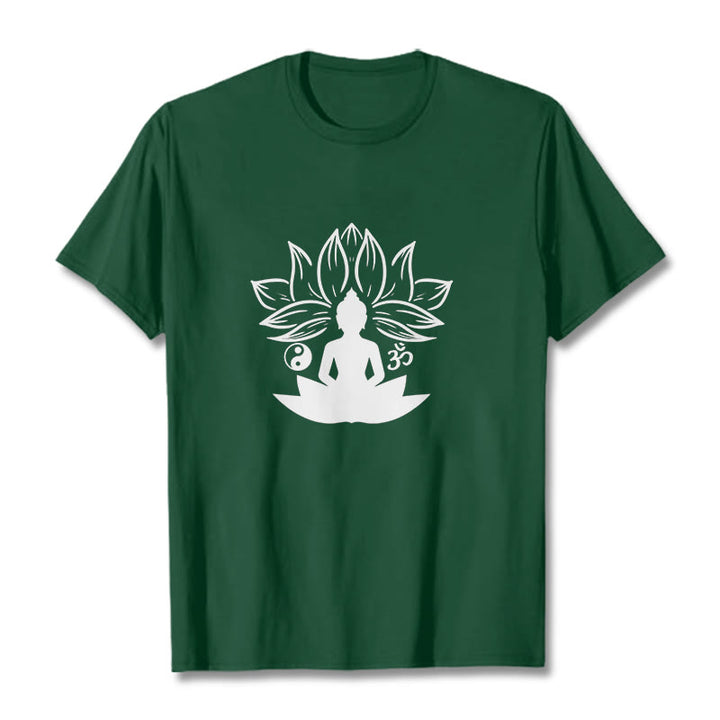 Camiseta con Buddha Stones, Om, Yin Yang, estatua de Buda sentado en loto, meditación - Verde bosque - 2XL - image 11