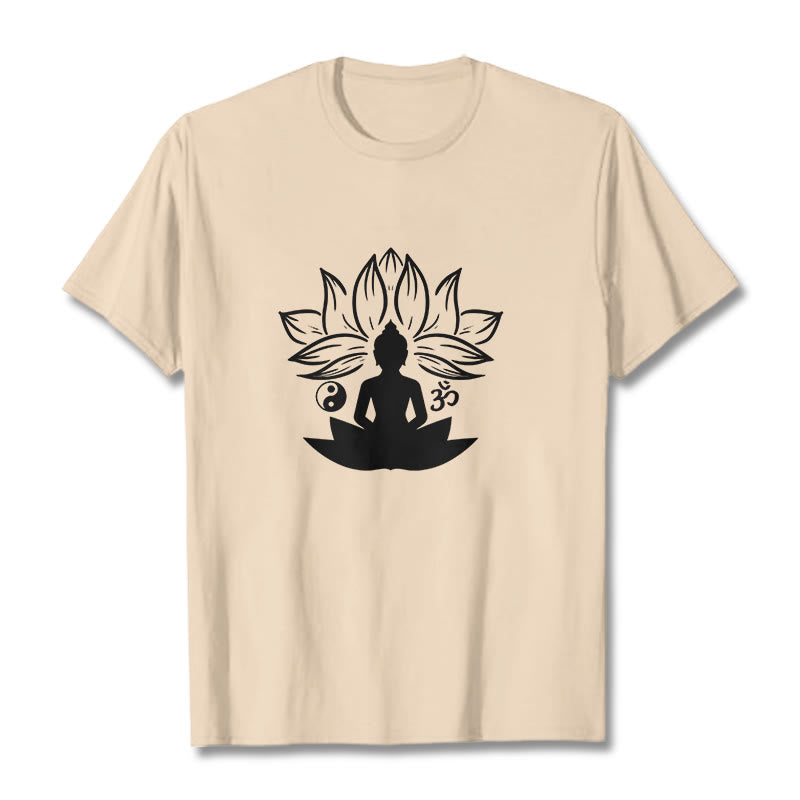 Camiseta con Buddha Stones, Om, Yin Yang, estatua de Buda sentado en loto, meditación - Sopa de mariscos - 2XL - image 8