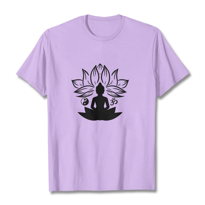 Camiseta con Buddha Stones, Om, Yin Yang, estatua de Buda sentado en loto, meditación - Ciruela - 2XL - image 16