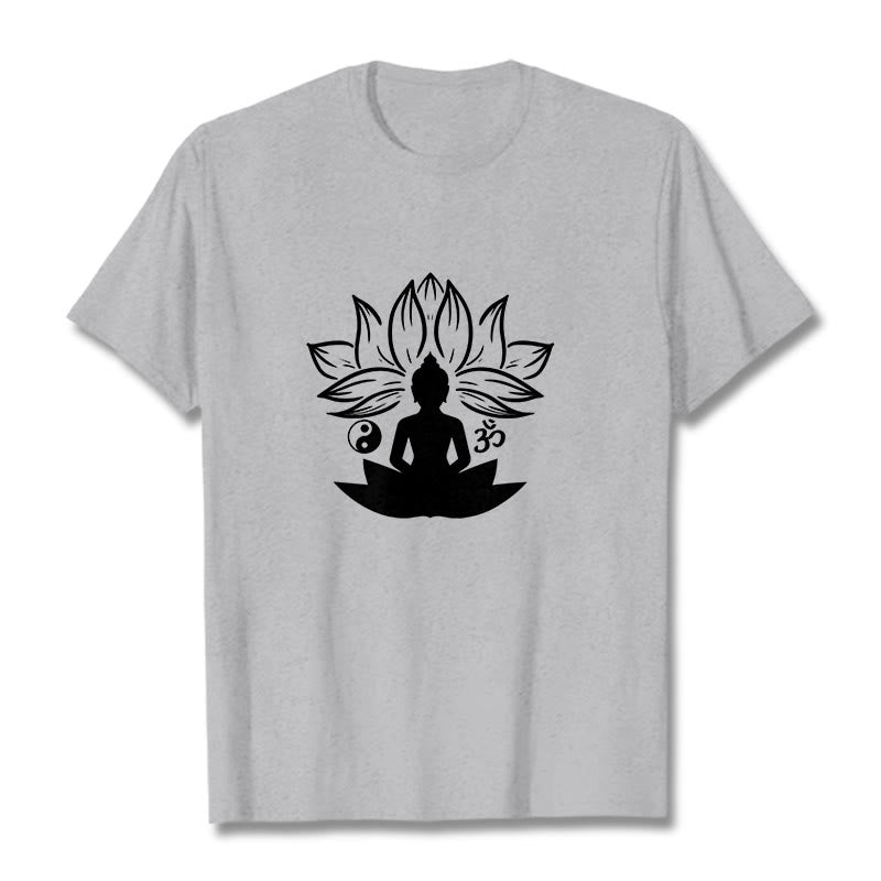 Camiseta con Buddha Stones, Om, Yin Yang, estatua de Buda sentado en loto, meditación - Gris claro - 2XL - image 20