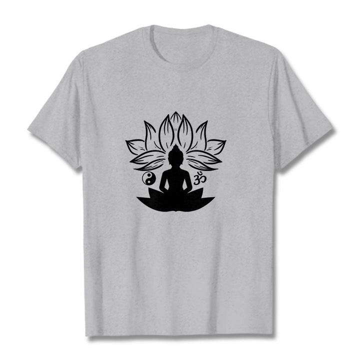 Camiseta con Buddha Stones, Om, Yin Yang, estatua de Buda sentado en loto, meditación - Gris claro - 2XL - image 20