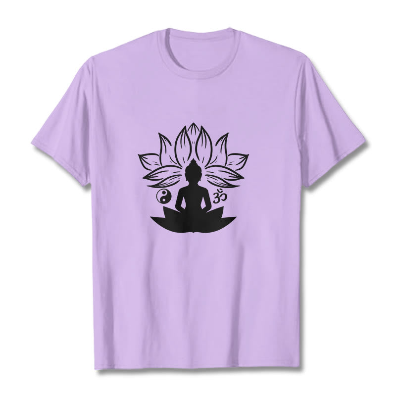 Camiseta con Buddha Stones, Om, Yin Yang, estatua de Buda sentado en loto, meditación - Ciruela - 2XL - image 17