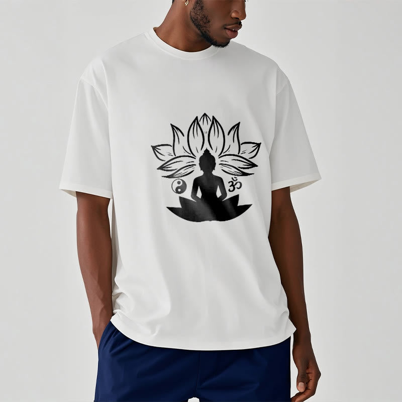 Camiseta con Buddha Stones, Om, Yin Yang, estatua de Buda sentado en loto, meditación - image 1