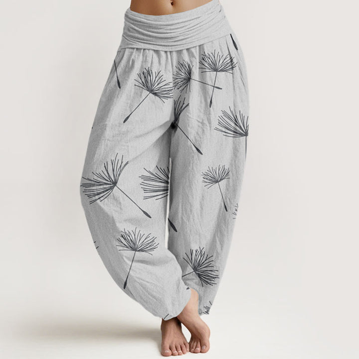Pantalones harén de cintura elástica para mujer con estampado de semillas de diente de león y Buddha Stones - Gainsboro - US22，UK/AU26，EU54 (6XL) - image 5