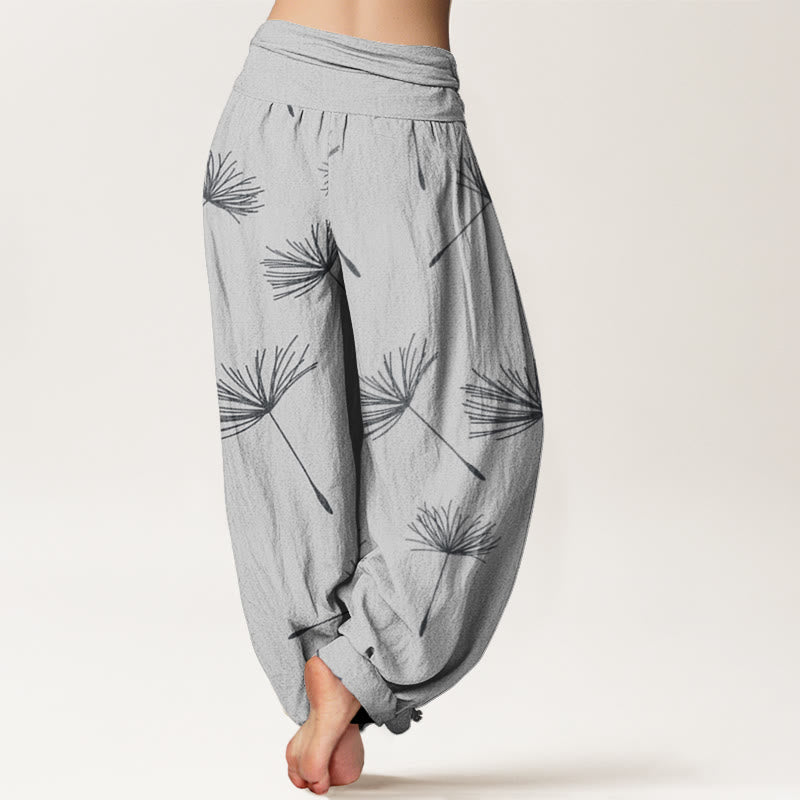 Pantalones harén de cintura elástica para mujer con estampado de semillas de diente de león y Buddha Stones - image 6