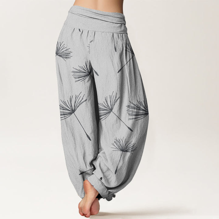 Pantalones harén de cintura elástica para mujer con estampado de semillas de diente de león y Buddha Stones - image 6
