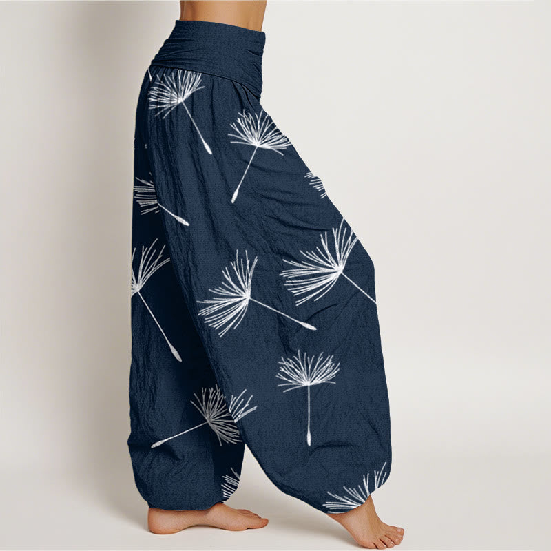Pantalones harén de cintura elástica para mujer con estampado de semillas de diente de león y Buddha Stones - image 10
