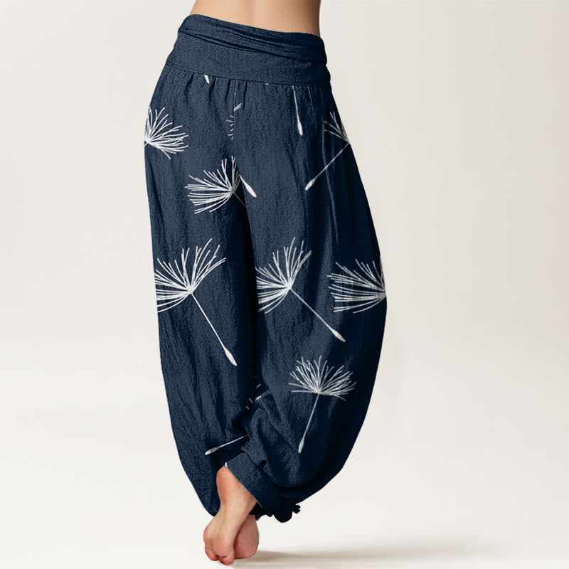 Pantalones harén de cintura elástica para mujer con estampado de semillas de diente de león y Buddha Stones - image 9