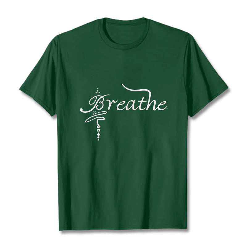 Camiseta con la palabra "Boutique Stones Breathe" de Buddha Stones - Verde bosque - 2XL - image 10