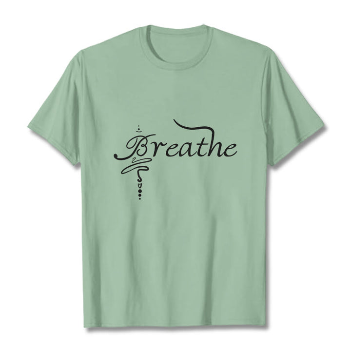 Camiseta con la palabra "Boutique Stones Breathe" de Buddha Stones - Verde pálido - 2XL - image 15