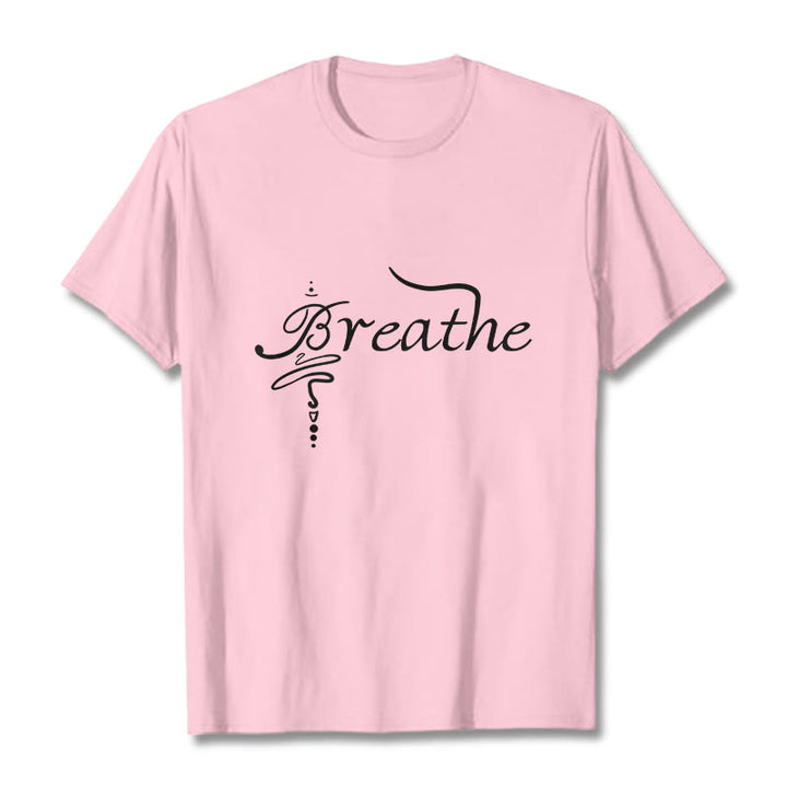 Camiseta con la palabra "Boutique Stones Breathe" de Buddha Stones - rosa claro - 2XL - image 12