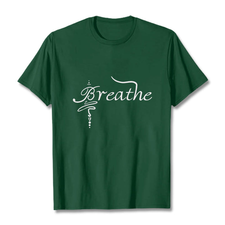 Camiseta con la palabra "Boutique Stones Breathe" de Buddha Stones - Verde bosque - 2XL - image 11