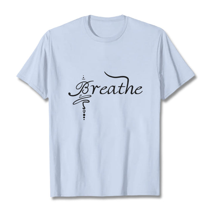 Camiseta con la palabra "Boutique Stones Breathe" de Buddha Stones - Cian claro - 2XL - image 18