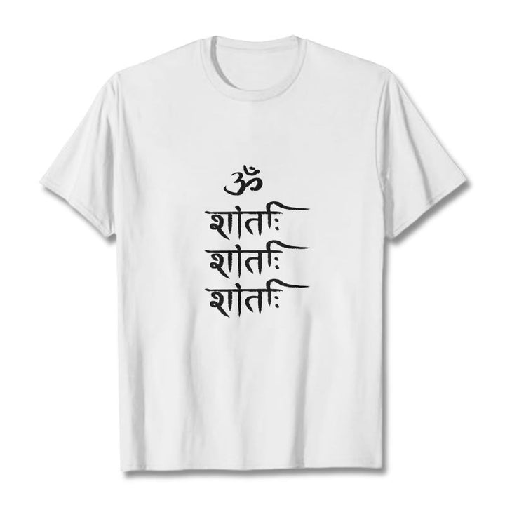 Camiseta con estampado sánscrito OM MANTRA de Buddha Stones - Blanco - 2XL - image 7