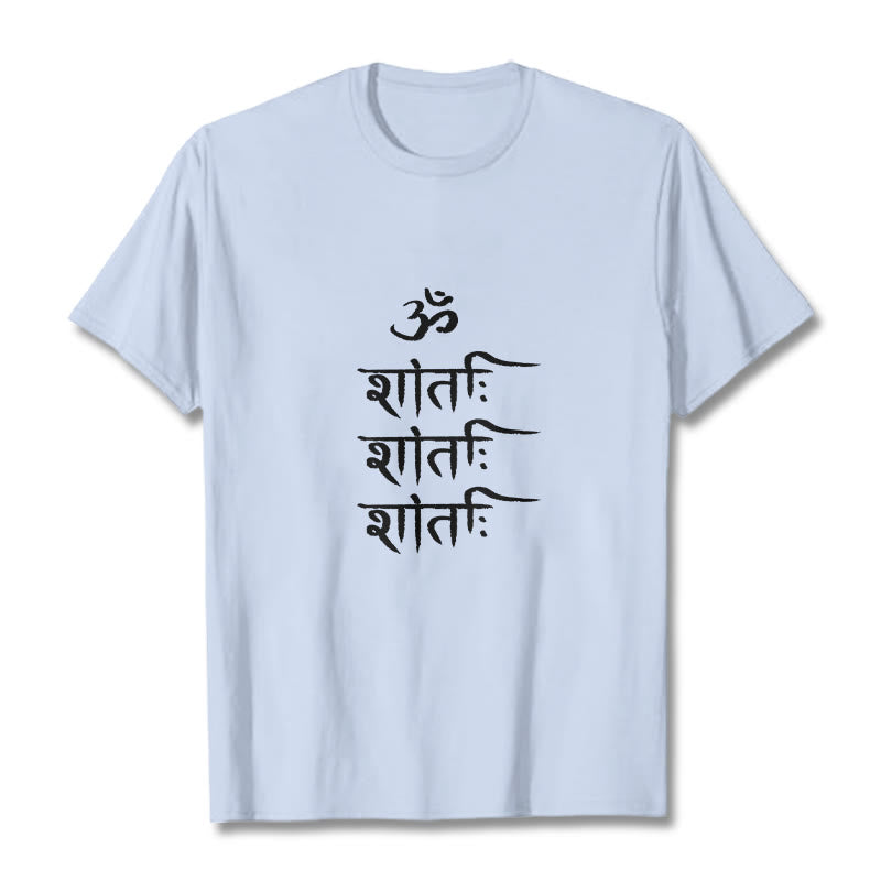 Camiseta con estampado sánscrito OM MANTRA de Buddha Stones - Cian claro - 2XL - image 19
