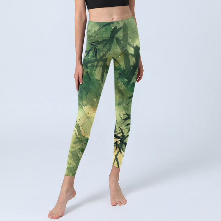 Leggings de yoga para mujer con estampado de bambú y tinta de Buddha Stones - image 5