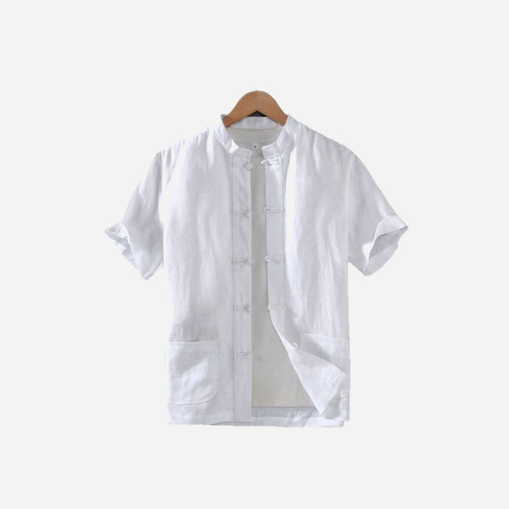 Camisa de lino y algodón para hombre con botones de rana, estilo vintage, con Buddha Stones y bolsillos. - image 11