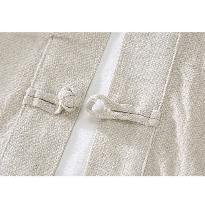 Camisa de lino y algodón para hombre con botones de rana, estilo vintage, con Buddha Stones y bolsillos. - image 4