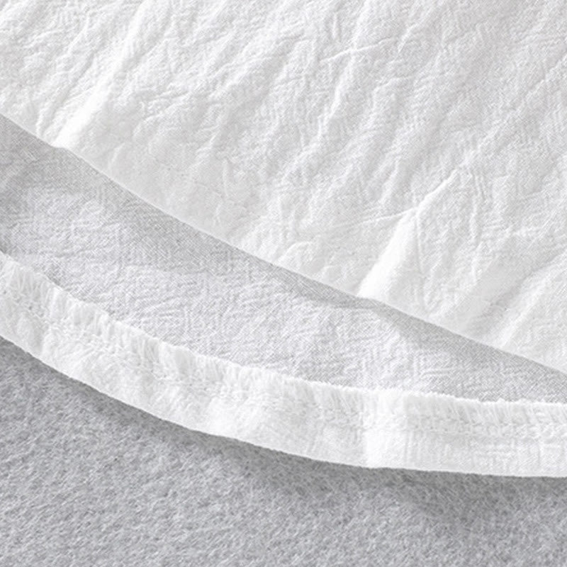 Camisa de lino y algodón para hombre, estilo vintage, informal, lisa, de botonadura sencilla, con mangas tres cuartos y bolsillo, de Buddha Stones