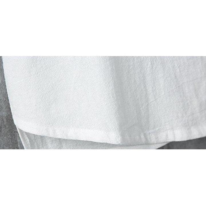 Camisa de lino y algodón de manga corta para hombre, estilo casual, con botones de rana y estilo chino, de Buddha Stones - image 9