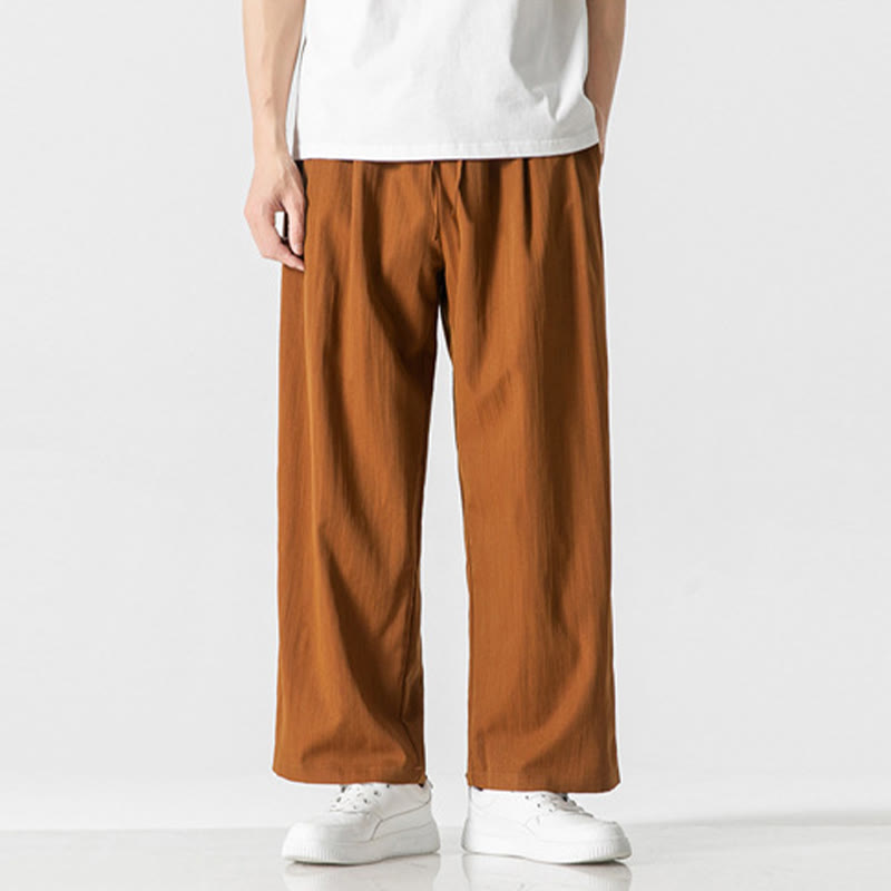 Pantalones de lino y algodón con cordón y bolsillos para hombre , Buddha Stones , lisos, de verano, con pierna recta - Vara de oro oscura - US/UK/AU46, EU56 (5XL) - image 27