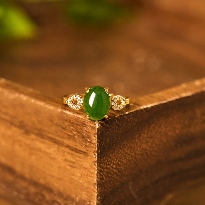Anillo de prosperidad con hebilla ajustable de jade natural y Buddha Stones