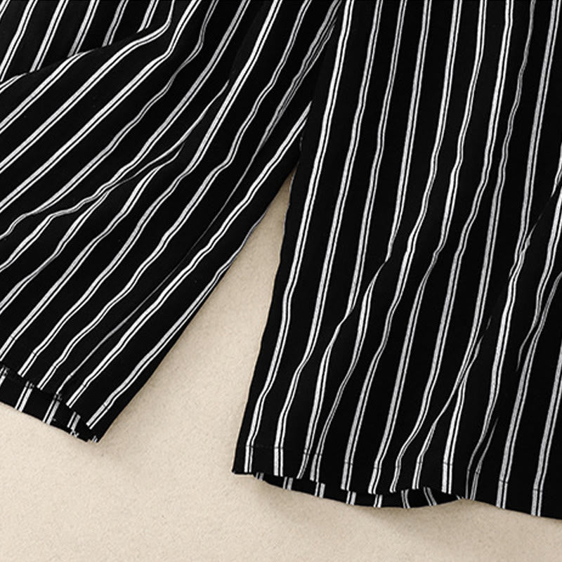 Pantalones anchos con cordones y rayas acrílicas informales de Buddha Stones para mujer con bolsillos