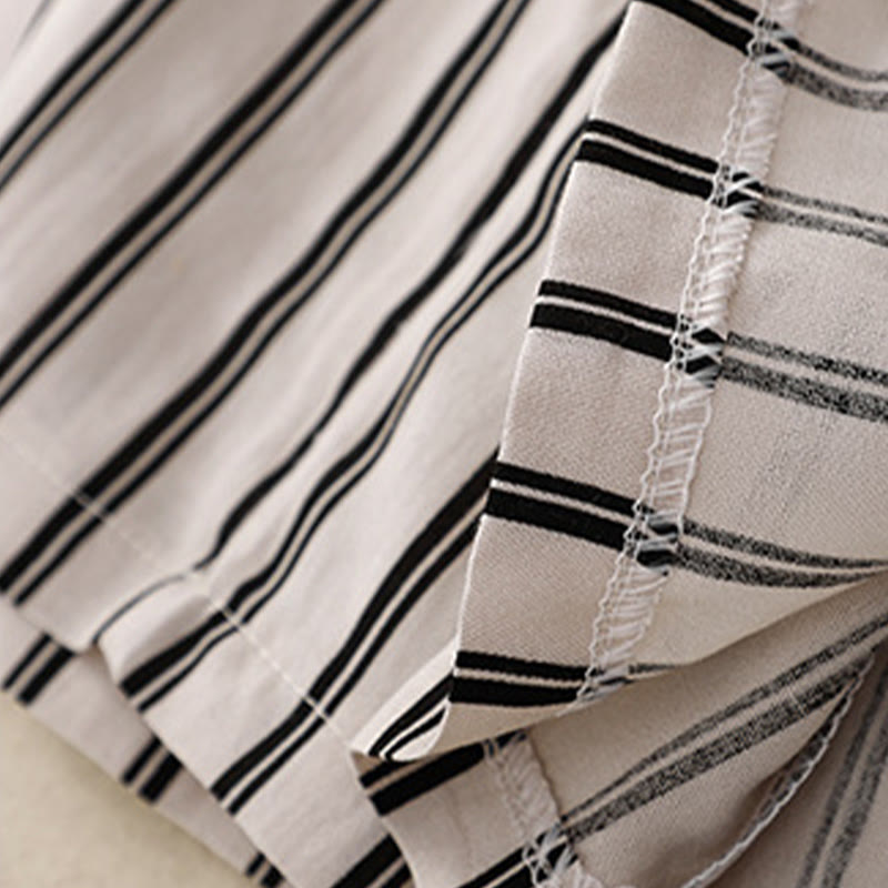 Pantalones anchos con cordones y rayas acrílicas informales de Buddha Stones para mujer con bolsillos - image 13